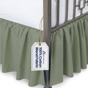 Ruffled Bed Skirt with Split Corners - Twin, Sage, 21" Drop Dust Ruffle- Blissfo